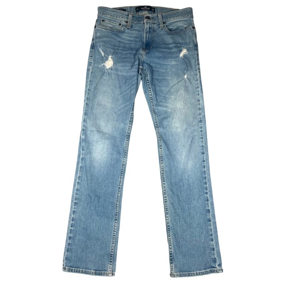 Hollister Other - Hollister Epic Flex Slim Straight Distressed Light Wash Jeans Mens 29(30)x32(30)